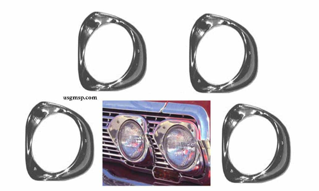 63 Impala / Belair Headlamp Bezel Set (4)